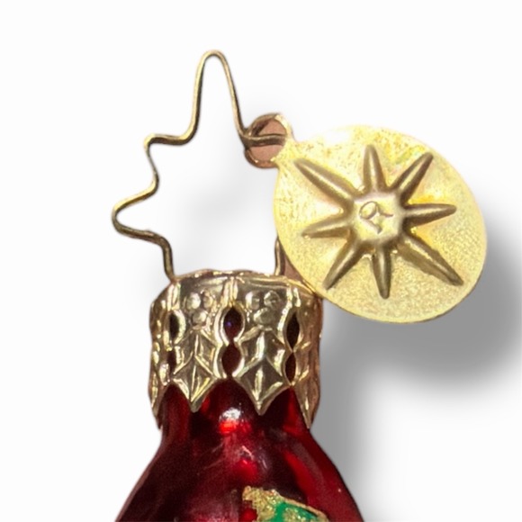 RED Christopher Radko Shine On Santa Star Glass Xmas Ornament VTG - Picture 2 of 3